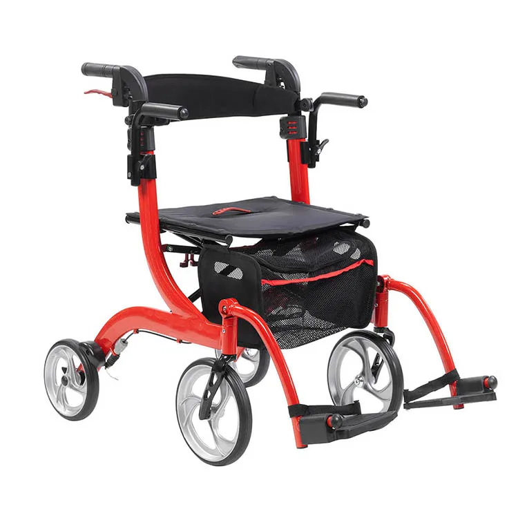 Aluminum foldable produttori di rollator 4 wheels walker and rollator with footrest for elderly and disabled people