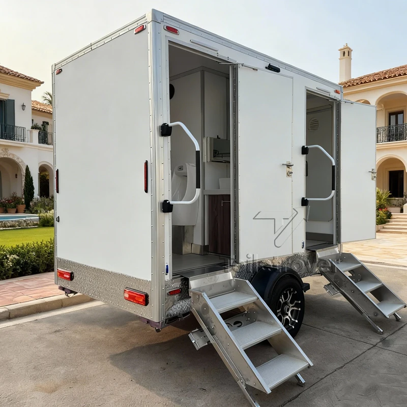 Custom Design Heavy Duty 3 Meter Mobile Sanitation Unit Trailer Mounted Outdoor Portable Toilet for Events Sites