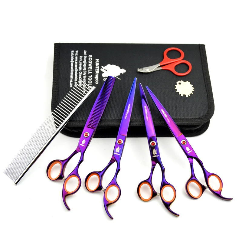 7" Inch Stainless Steel Pet Grooming Shears Set For Dog Cat Hair Beauty Tools Pet Using Styling Thinning Scissors Clipper