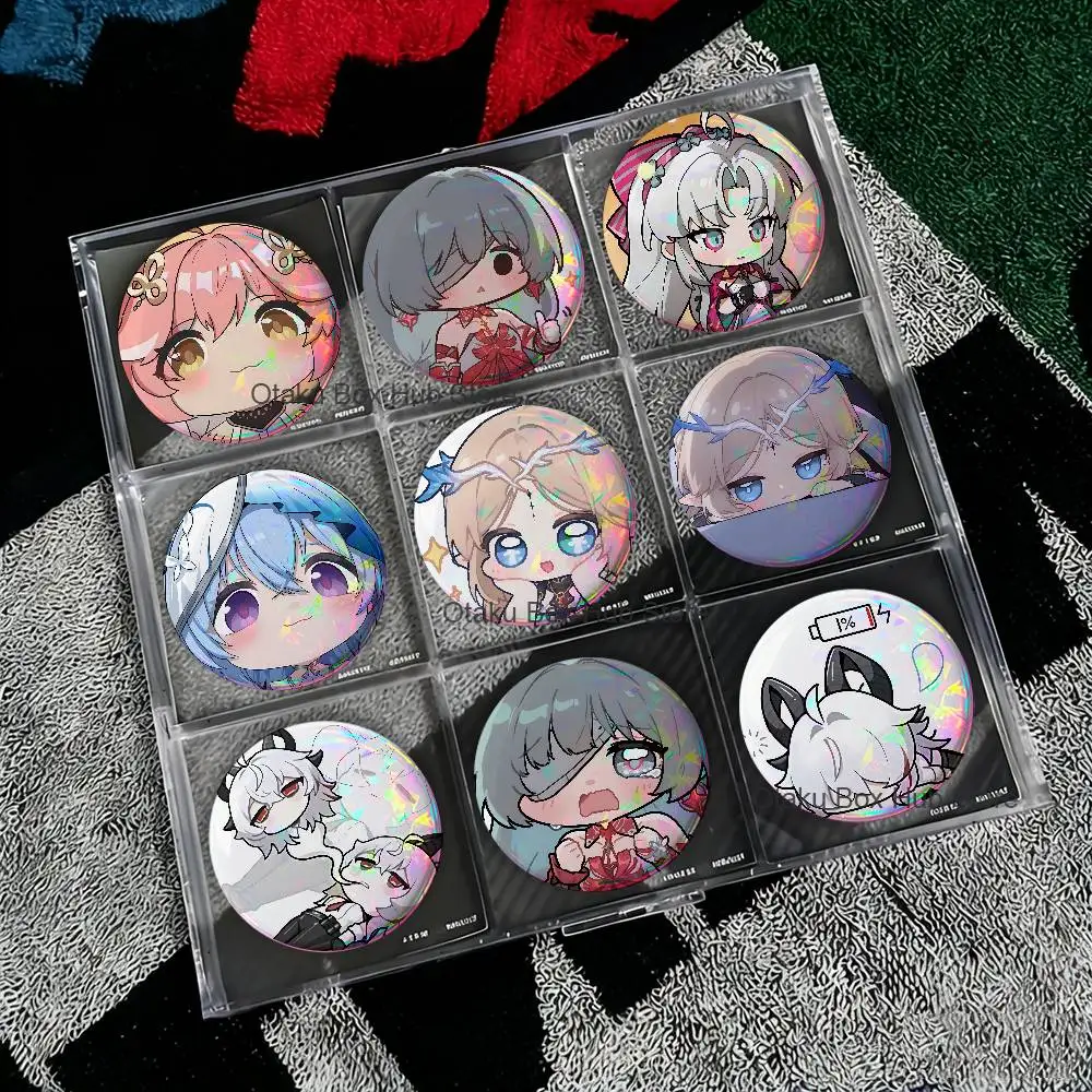 

Cute Game W-Wuthering W-Waves-S Laser reflective round badges pins bag clothing decorations collectibles gifts for friends