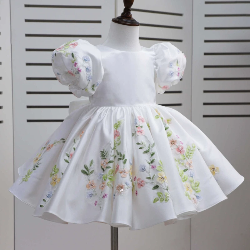 Kids Girls Masquerade Birthday Party Ceremony Princess Dress Costume Handmade Applique Formal Gown Pageant Flower Girl Outfit