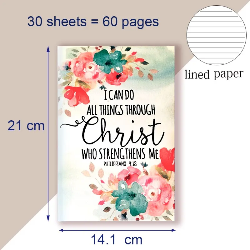 A5 Notebook Bible Verse Philippians 4 13 - I Can Do All Things Through Christ - Motivational Quotes For Writing Supplies Book