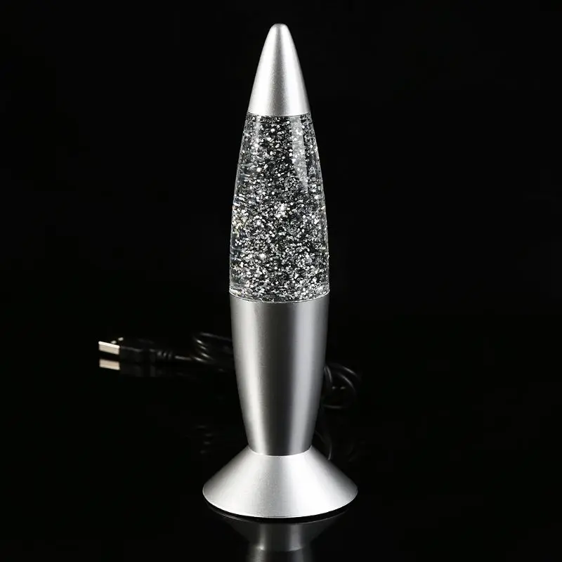 3D Rocket Multi Color Changing Lava Lamp RGB LED Glitter Night Light Gift