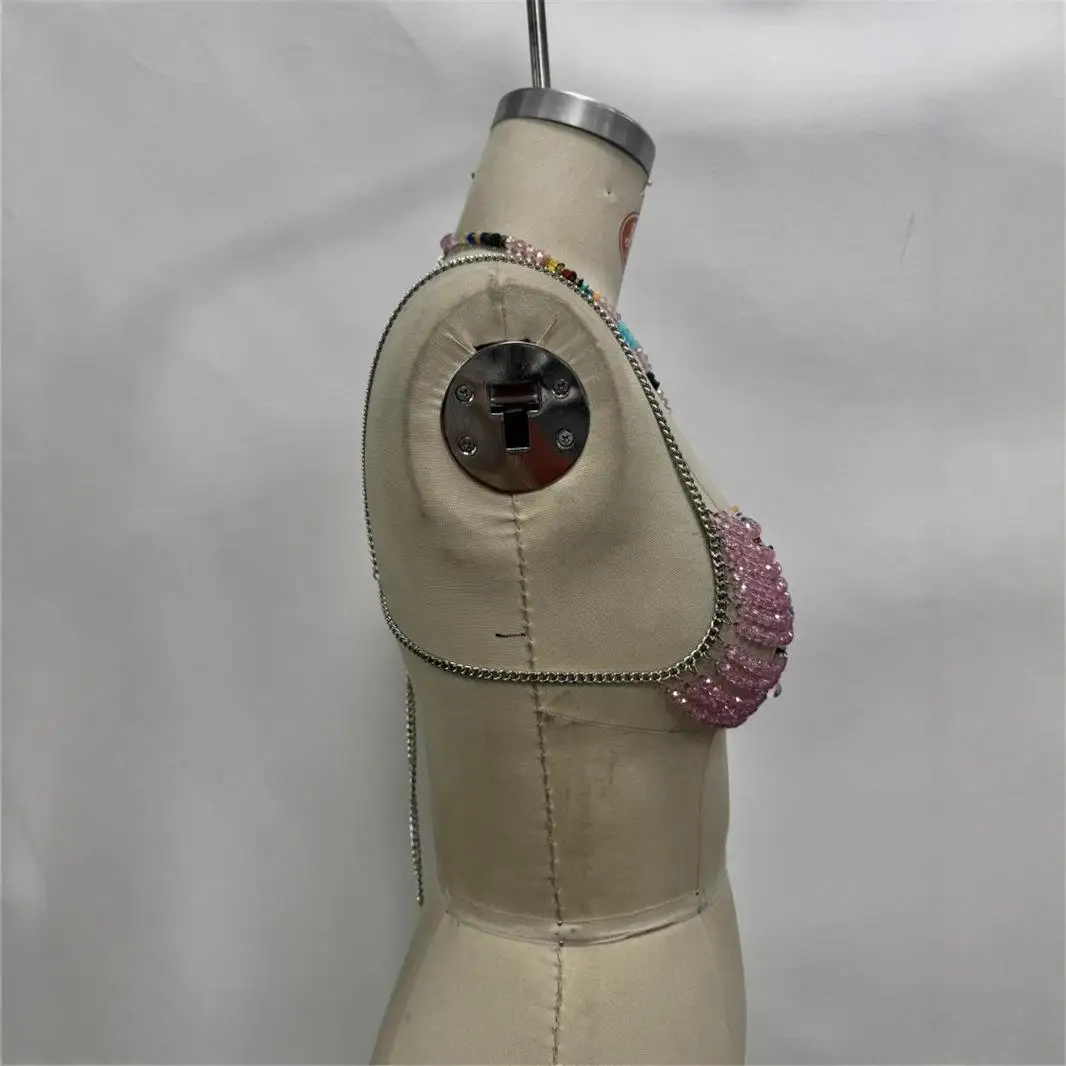 

Бюстгальтер ручной работы из бисера, модная цепочка для тела, цепочка на грудь, женский жилет, трансграничная внутренняя одежда для горячих девушек, ort Sle, полиэстер