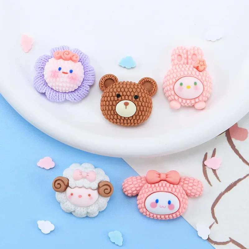 10pcs unique mixed cute woolen bear/sheep/rabbit flat back portrait DIY wedding scrapbook decorative home crafts