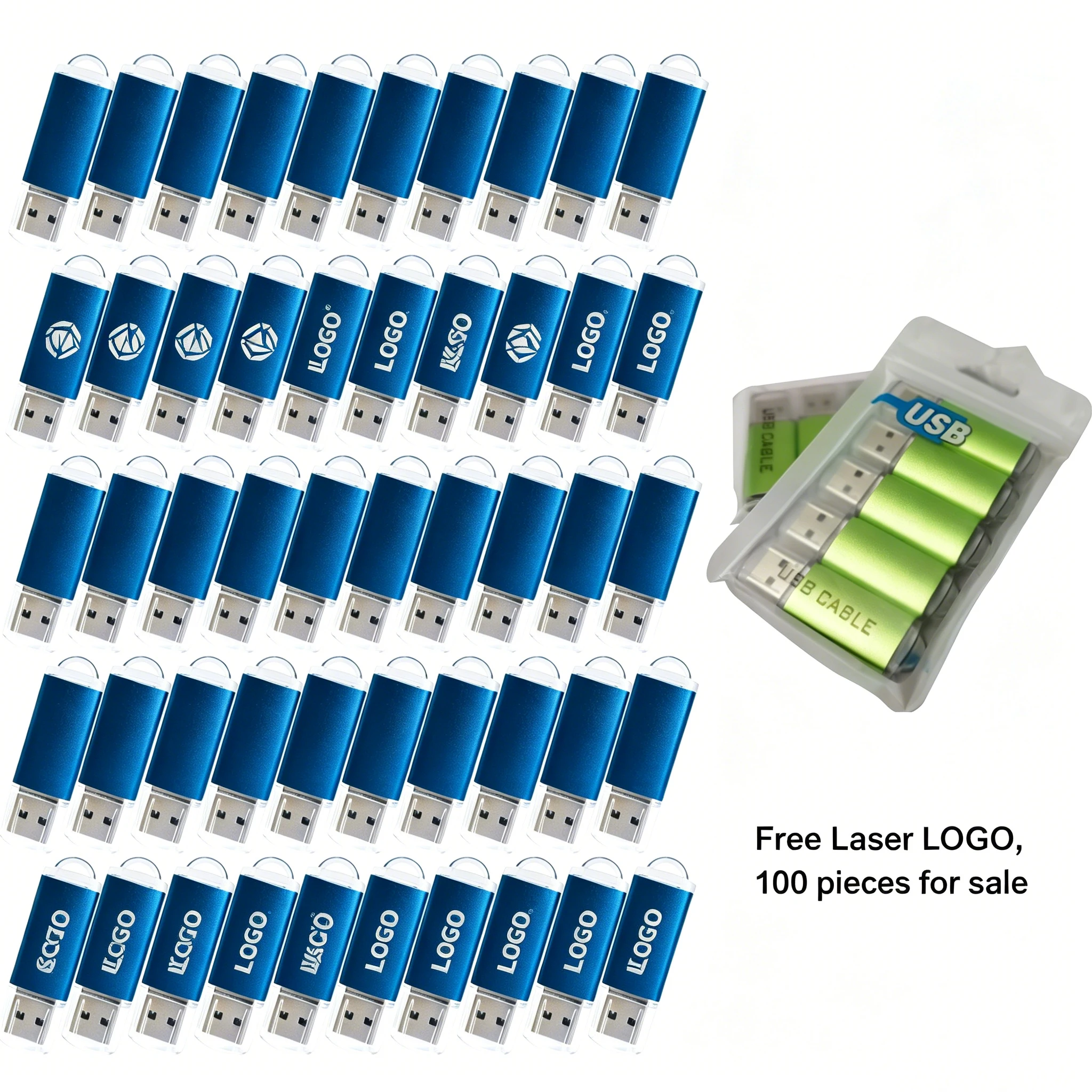 50PCS/LOT USB FLASH DRIVE USB 2.0 Free customization of laser engraved logo