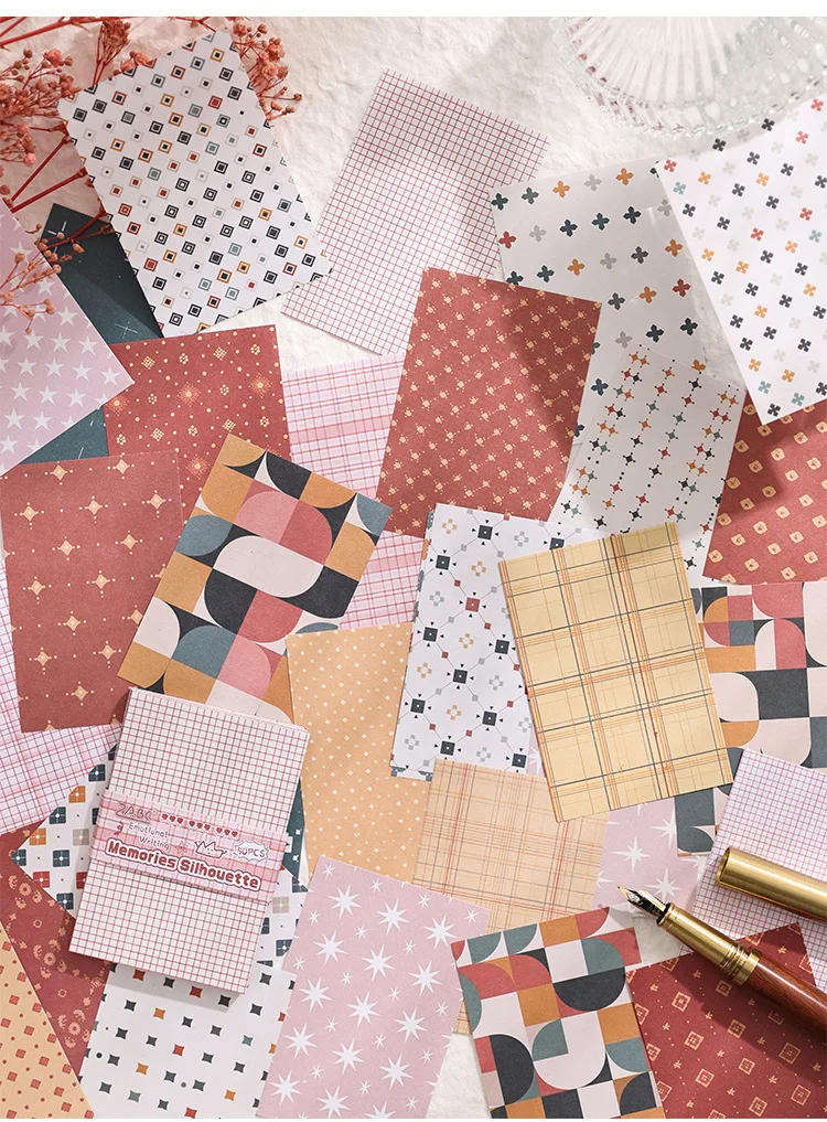 Nicht-Klebende Vintage Notizblöcke für Journaling Retro Dekorative Papierbögen Ästhetisches Schreibwaren-Set für Scrapbooking & DIY-Basteln – Detail 15
