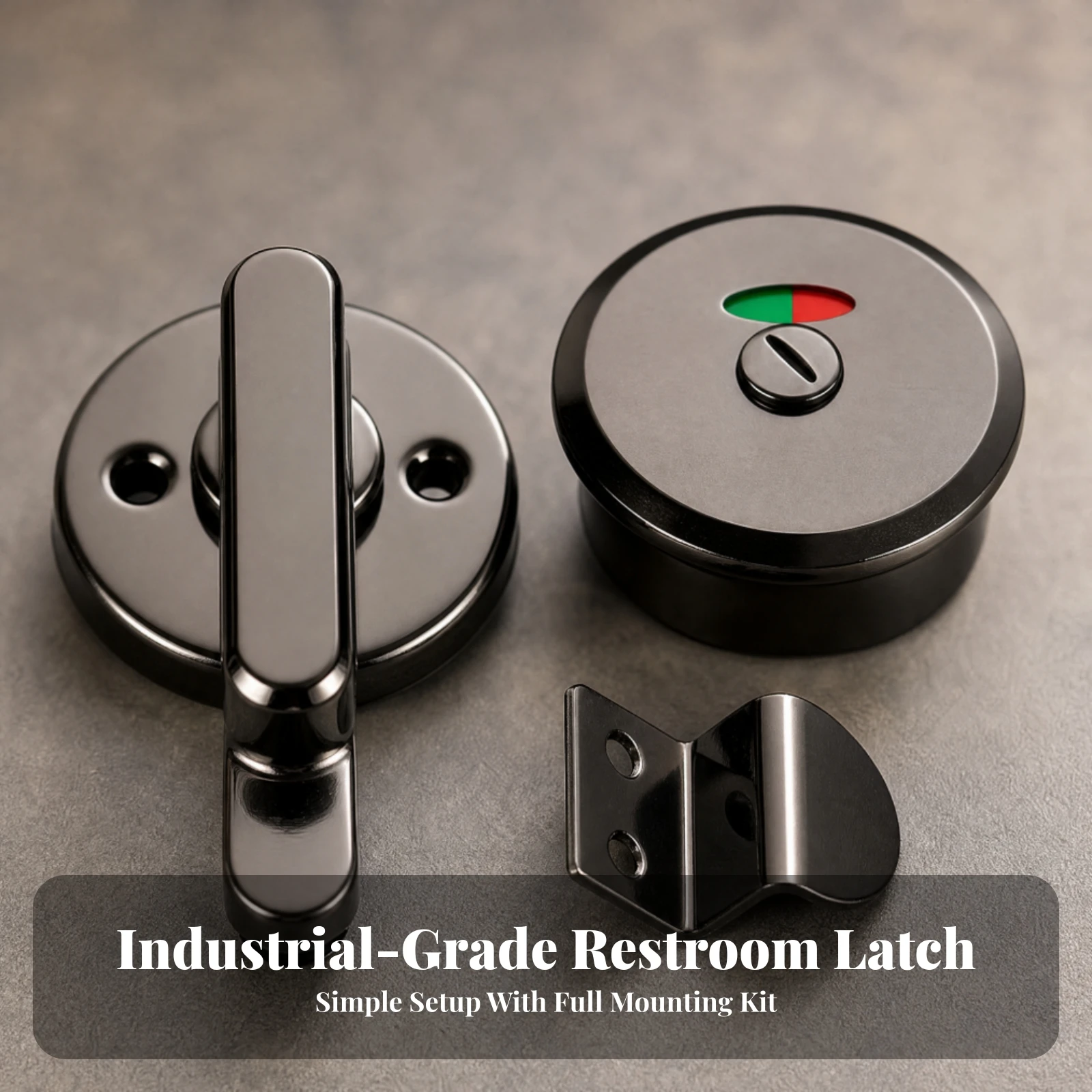 Latch with vacant/engaged Indicator Gunmetal Black Restroom Partition Latch Lock with Indicator Anti-Rust Long-Lasting