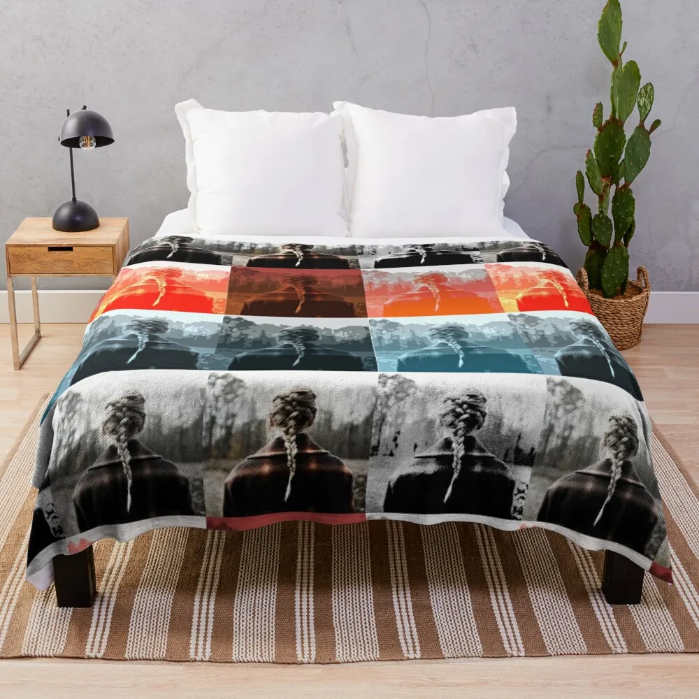 Girl Evermore Throw Blanket Thermal Plaid on the sofa Blankets