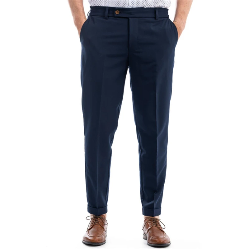 Pantalon droit décontracté à lacets pour homme, vêtement de travail, de bureau, de couleur unie, à la mode, avec ceinture, collection automne