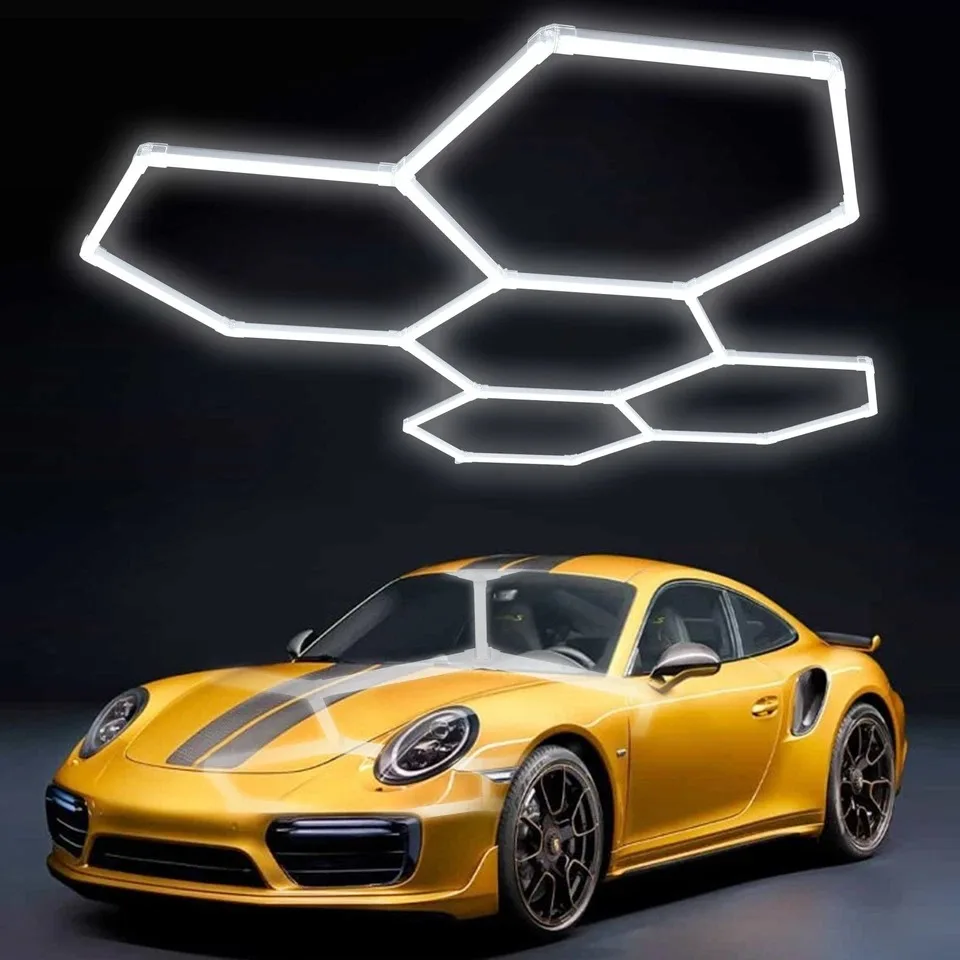 

Garage Hexagon Led Ceiling Light Gym Barbershop Honeycomb Light 110V-240V Led Tube Lighting For Car Repair Detailing Lighting