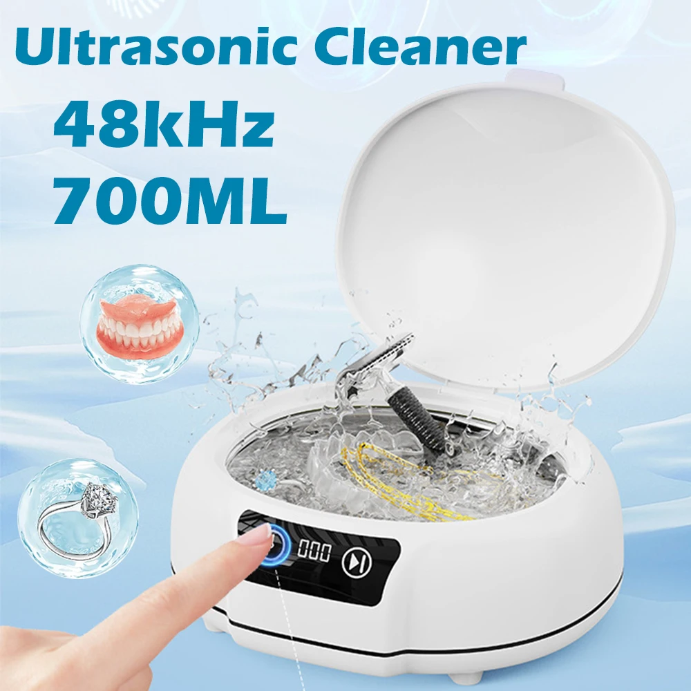 

700ML Ultrasonic Cleaner Dental Ultrasonic Retainer Cleaner Machine Portable Jewelry Cleaner for Dentures Retainer Mouth Guard