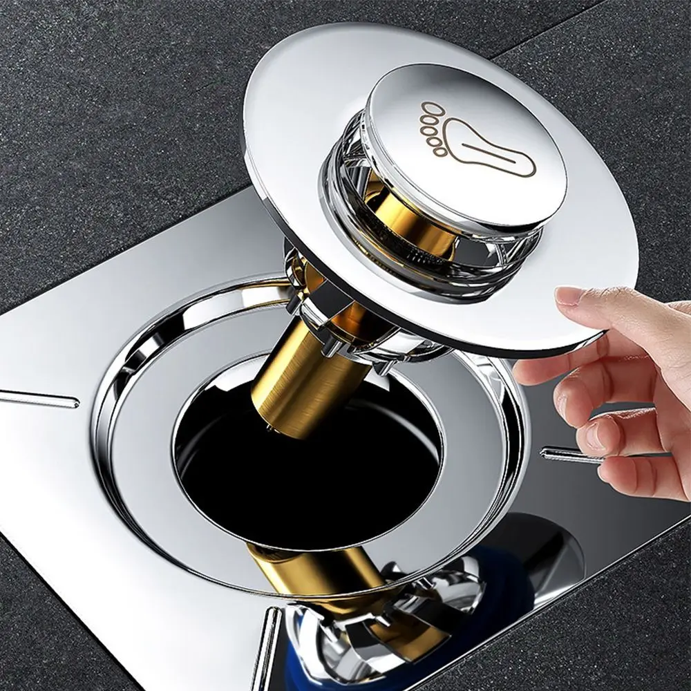 

Durable Stainless Steel Press-Type Floor Drain Pedal Type Square Shower Foot Floor Drain Anti-odor Pop Up Bounce Drain Filter