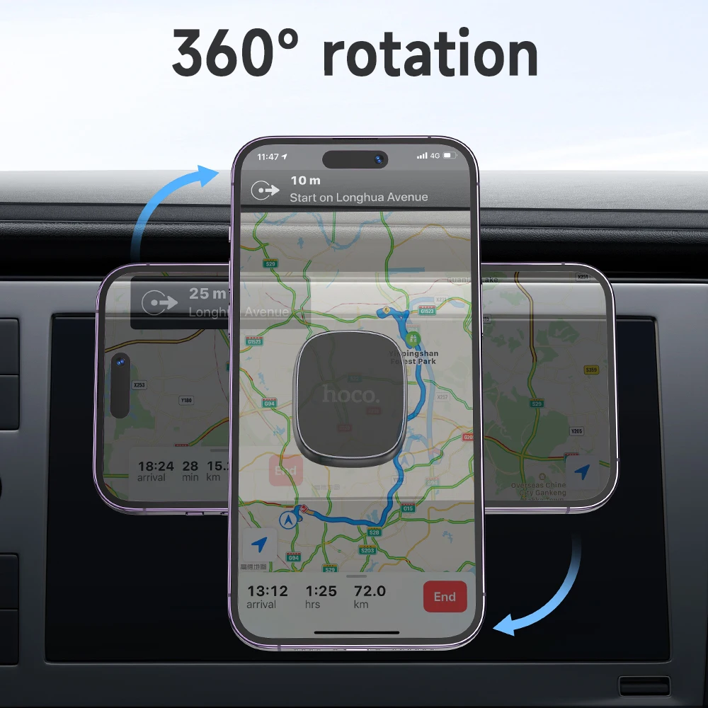 HOCO H52 حامل هاتف مغناطيسي وحدة تحكم مركزية 360 °   دوران عالمي لهاتف آيفون 15 برو ماكس 14 13 12 هاتف ذكي للسيارة