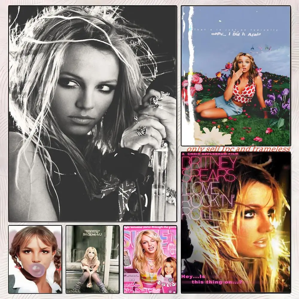Britney Spears Popular Singer Poster Self-adhesive Painting with prints Home bedroom living room decoration