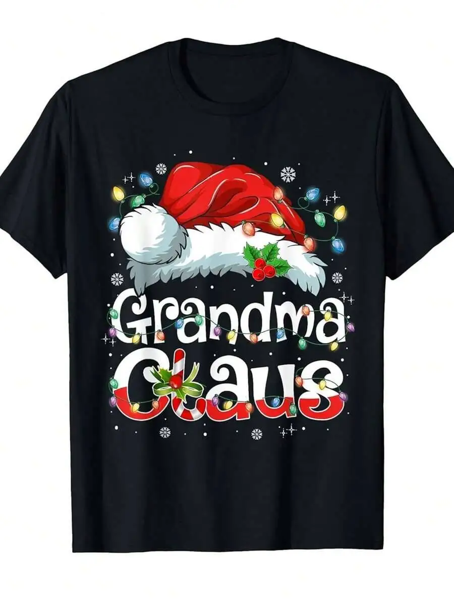 Top Picklocalgrandma T-Shirt Santa Hat & Lights Graphic Soft Heavyweight Tee Family Matching Holiday Outfits Funny Grandma Claus