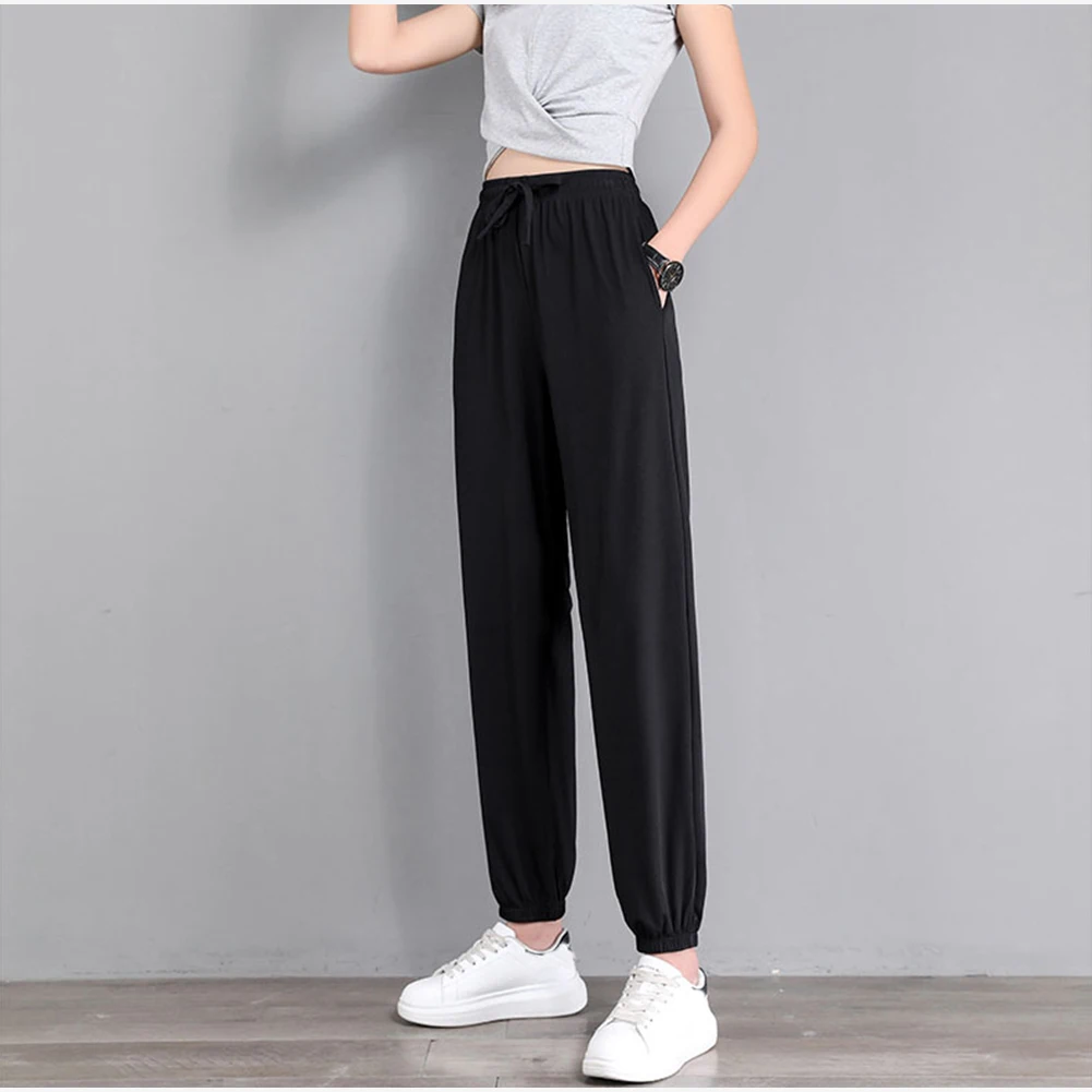 Hot Stylish Women Sweatpants Sweatpants Pink Polyester S-2XL Sport Joggers Black Blue Bound Feet Exercise Pants