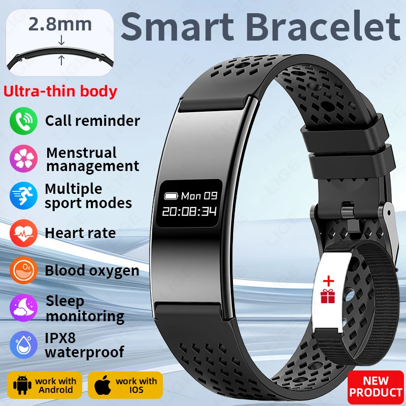 

Men Health Smart Bracelet 2.8mm Ultra Thin Heart Rate Sleep Monitor Smart Band Waterproof Sport Fitness Tracker Smartwatch Women