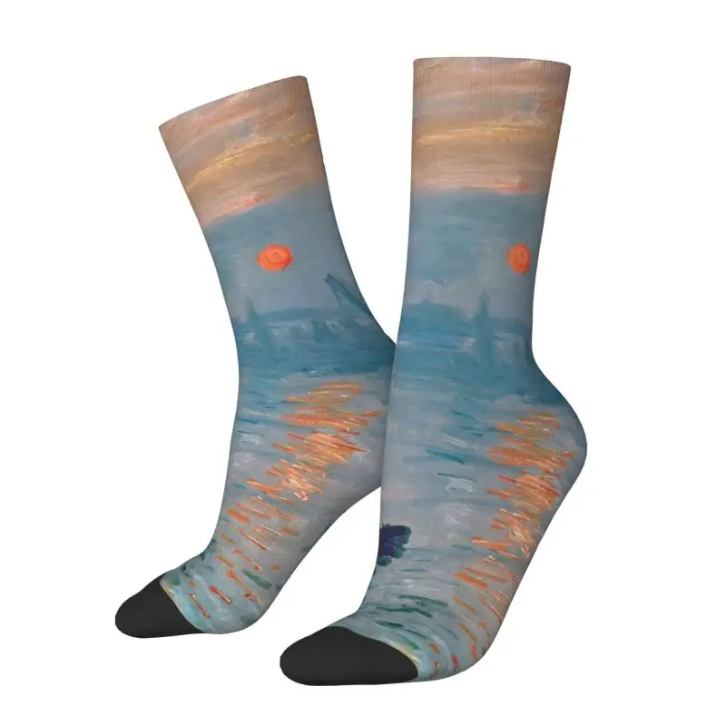 

Custom Novelty Mens Impression Sunrise Dress Socks Unisex Warm Comfortable 3D Printing Claude Monet Painting Art Crew Socks