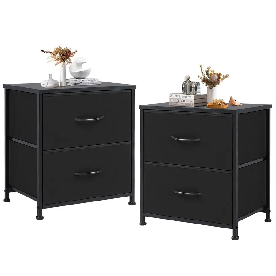 

Комплект из 2 прикроватных тумбочек (11.81"D x 18"W x 20"H) с 2 тканевыми ящиками