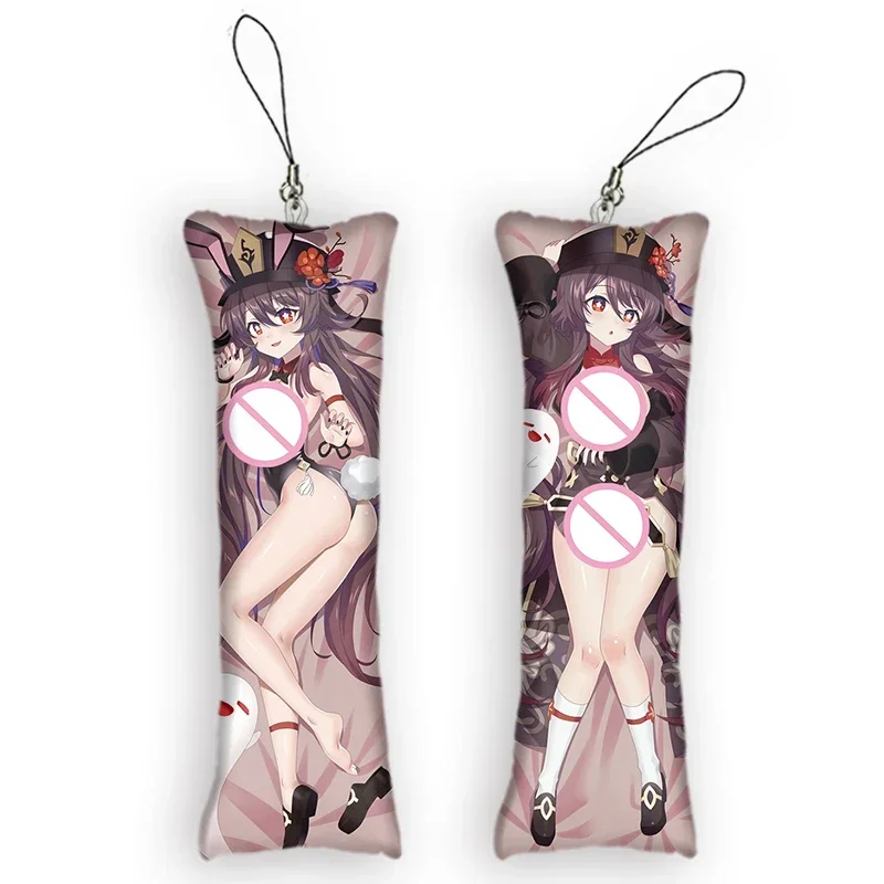 

Genshin Impact Keychain Dakimakura Hu Tao Cosplay Mini Body Pillow Bag Pendant Cartoon Anime Key Chain Phone Strap Gift