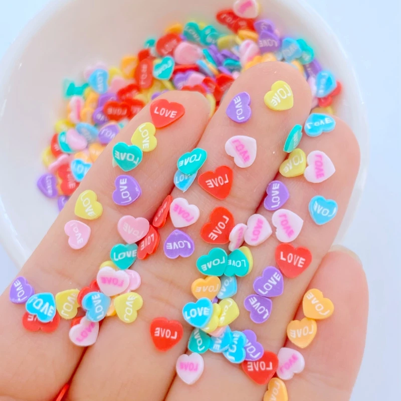 200Pcs New Cute Mini 4-5mm Little Love Soft Pottery Flatback Ornament Jewelry Making Manicure Hairwear Accessories