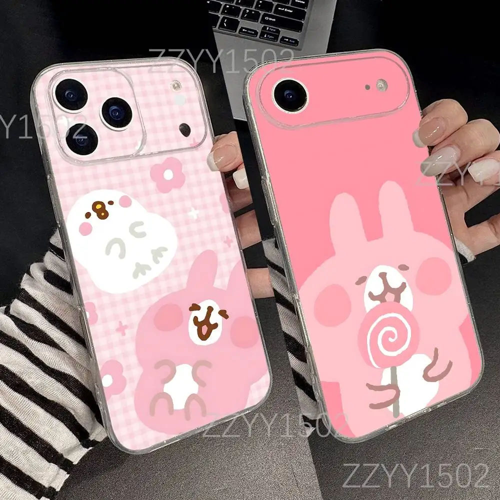 

K-Kanahei Pink Bunny Phone Case For iPhone 17,16,15,14,13,12,11 Pro,Max,Plus,X,XS,XR,SE4,E Mini Transparent Soft