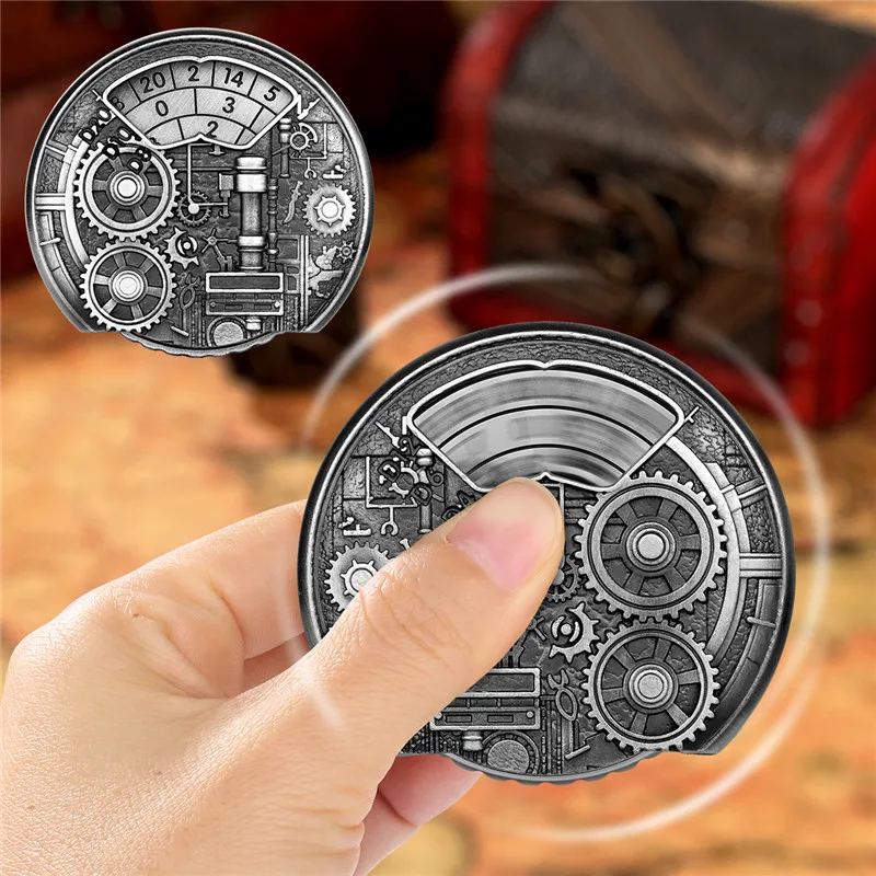 Steampunk-Getriebeform, Metallwürfel, 7-in-1, Roulette für Tisch, Brettspiel, Rollenspiel, Gaming-Zubehör, rotierendes Rad, Hochzeitsgeschenkset – Detail 6