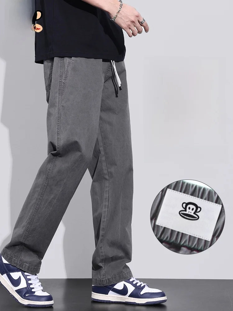 

Весенние хлопковые рабочие брюки PaulFrank, мужские свободные брюки с широкими штанинами, прямого кроя, повседневные брюки, удобные, дышащие