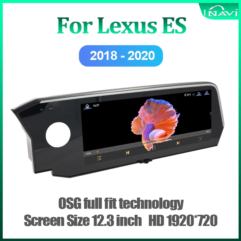 12.3-inch For 2018 - 2020 Lexus ES Multimedia Player Radio CarPlay and Android 13 compatibility retains the OEM menu