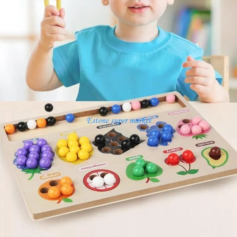 090B Colorful Clip Beads Color Sort Toy Fruit Cognition para Kid Educacional