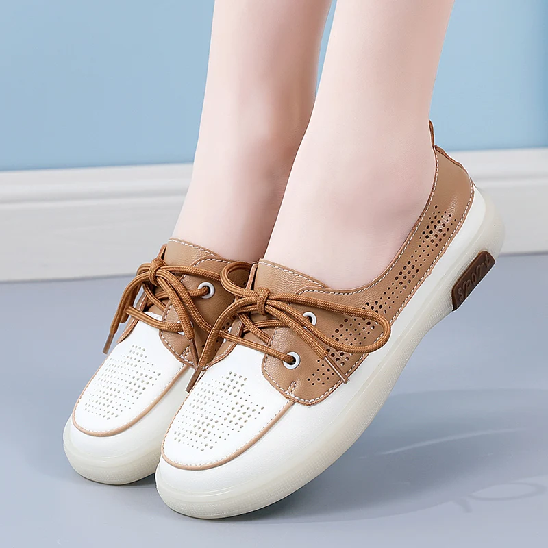 

High Quality Luxury Designer Shoes for Women Women Genuine Leather Loafers Moccasins Flat Shallow Solid Shoes Slip on Sandals