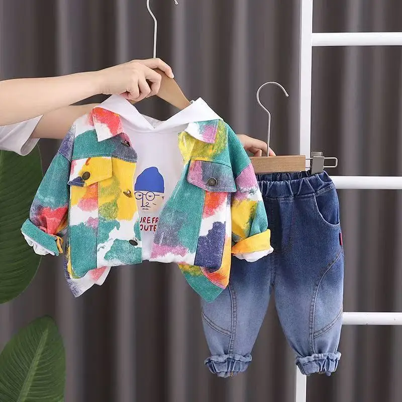 

Boys Children's Sets Spring Autumn Clothes Cartoon Jacket Children Baby Shirt Three-piece Suit Kids Outfits
