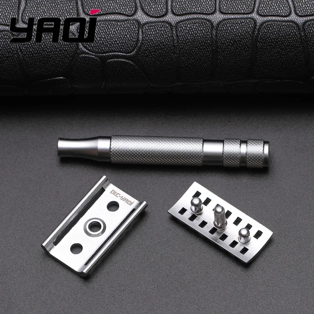 YAQI KNIGHT-HELMET Razor Head Stainless Steel Handle DE Safety Razor for Men