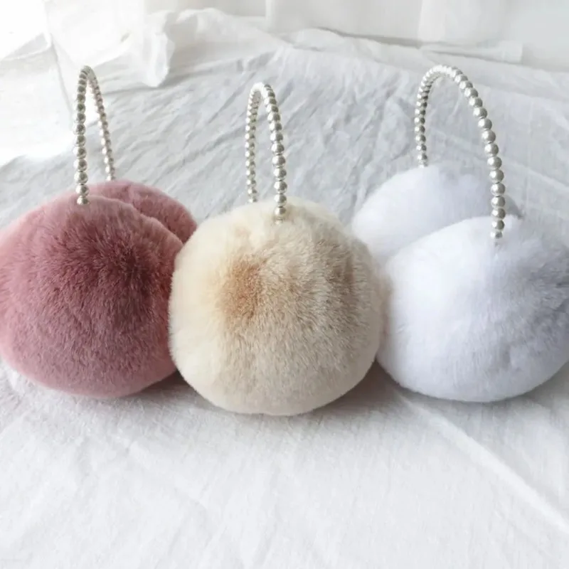 男性と女性のための柔らかくふわふわのイヤーフラップ,暖かいイヤーマフ,エレガントな真珠のイヤーマフ,保護,快適,冬