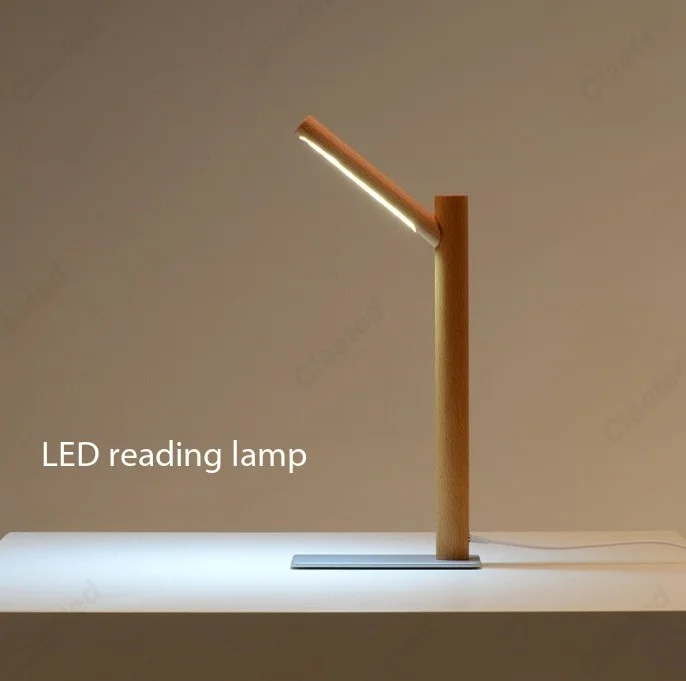 Creative Simple LED Solid Wood Small Desk Lamp Desk Lamp Living Room Study Bedroom Bedside Lighting