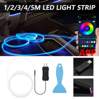 Car Interior Atmosphere Light RGB LED Light Strip Neon Invisible Light USB Fiber Optic Ambient Lamp Support APP Control 2/3/4/5M