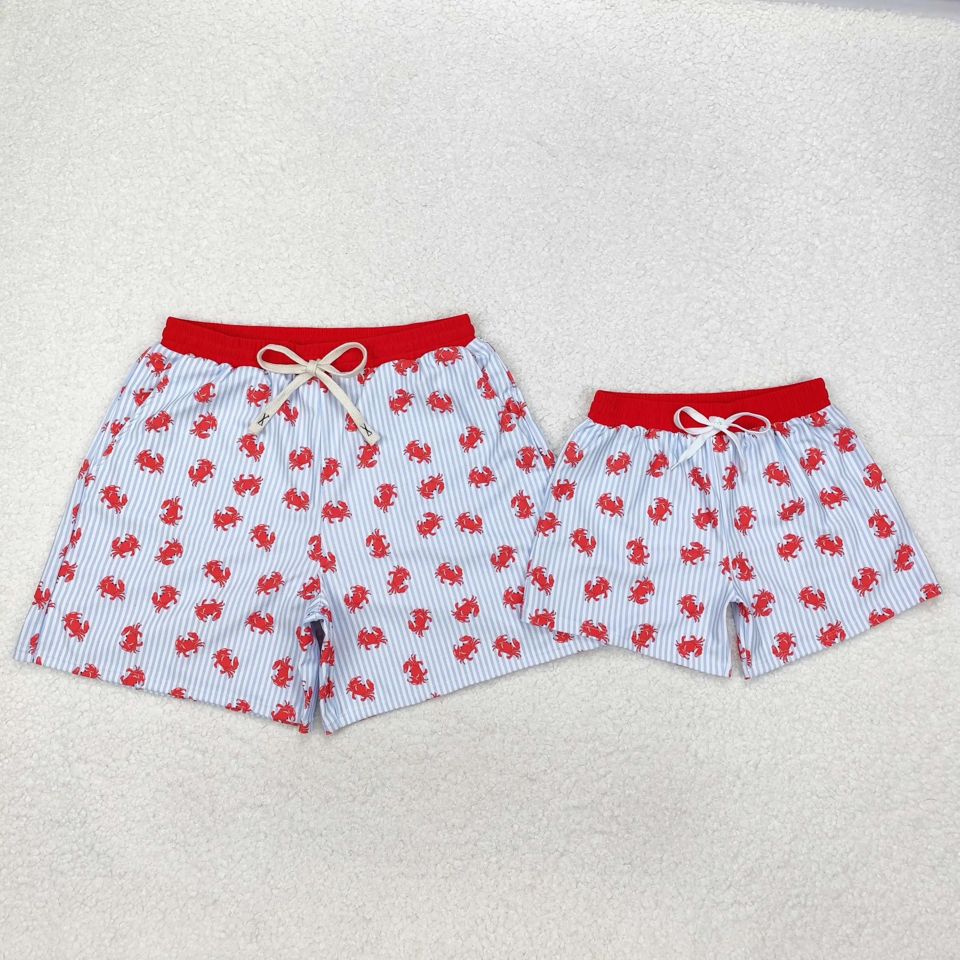 Wholesale Baby Boy Adullt Men Crabs Deer Beach Swimming Trunks Beachwear Shorts Summer Swimwear Bottoms Parent-child Matching