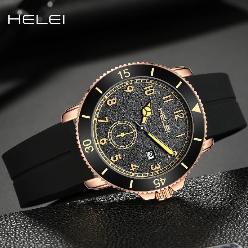 HELEI Men's Quartz Watch Casual Quartz Wristwatch Calendar Display Men's Luxury Watches Waterproof Men's Watches Gifts For Men
