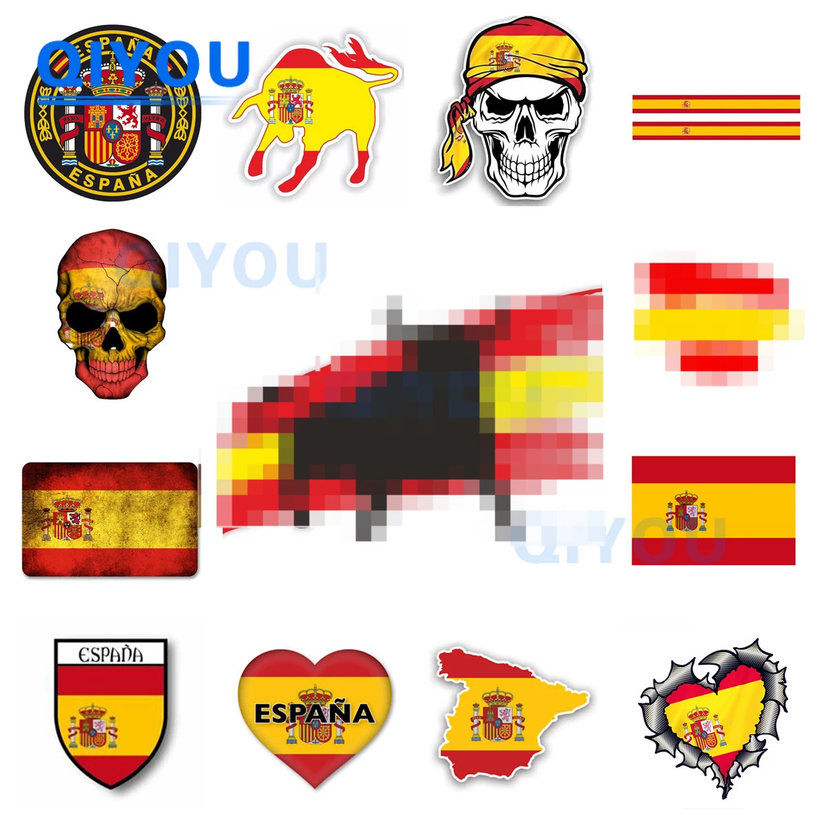 Bull with Spain Flag Car Sticker Coat of Arms City Flag Spanish Stickers Suitable for Helmet Motorcycle Laptops PVC Decal