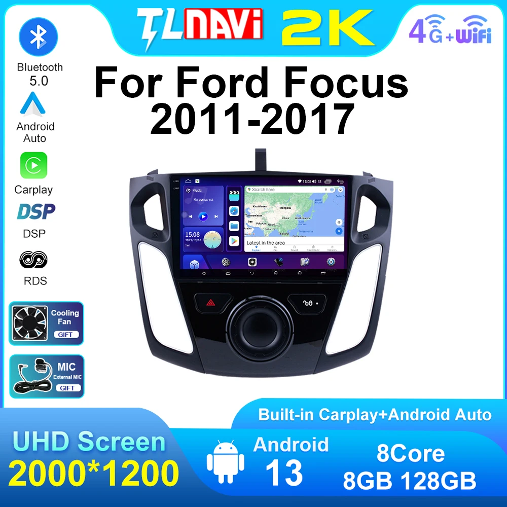 9 Inch Android Auto Car Radio For 2011 2012 2013 2014 2015 2016 2017 Ford Focus Stereo Multimedia Player Carplay GPS Navigator