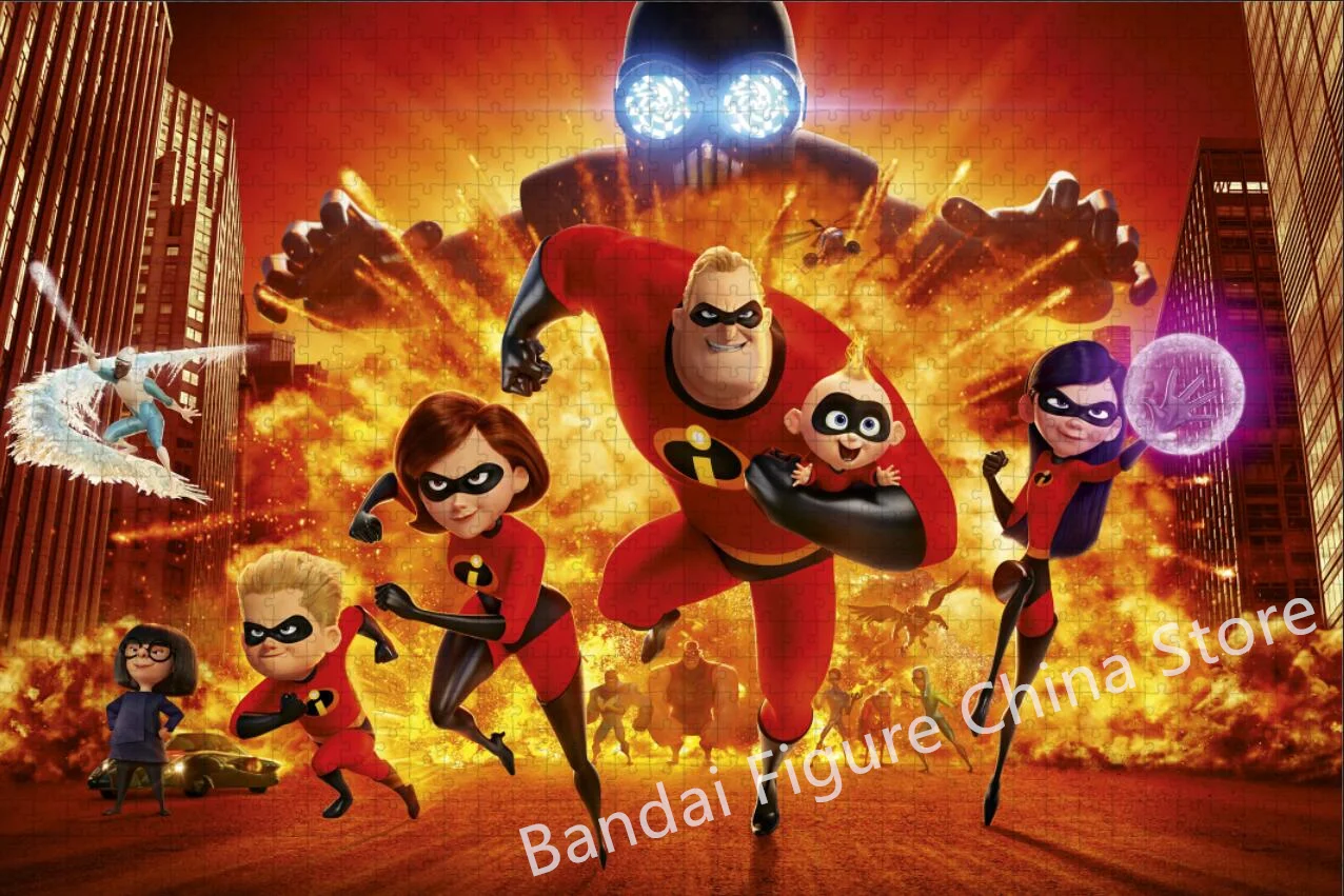 Diy Educational Game Toys Puzzle The Incredibles 300/500/1000 Pieces Disney Cartoon Anime Print Jigsaw Puzzle for Adult Gifts