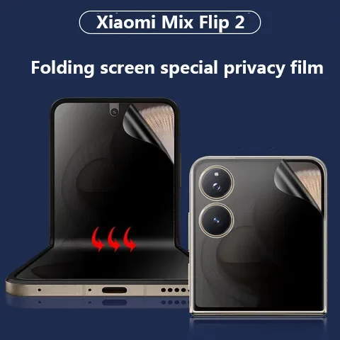 2-IN-1 Privacy Anti Spy Protector für Xiaomi Mix Flip 2, interne Folie + vordere weiche TPU-Hydrogel-Schutzfolie, vollständige Abdeckung, 1–3 Stück