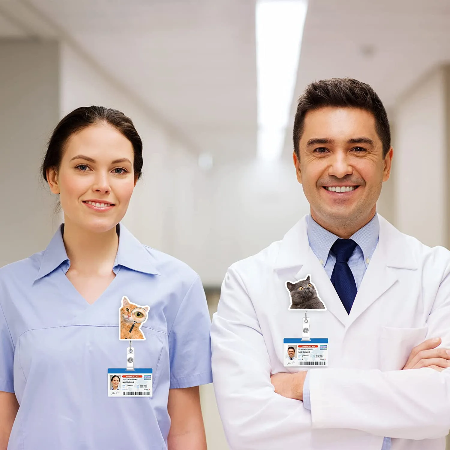 

Abstract Acrylic Badge Reel Retractable Name Tag Alligator Clip ID Card Holder for Nurse Office Work Doctor Teacher Student