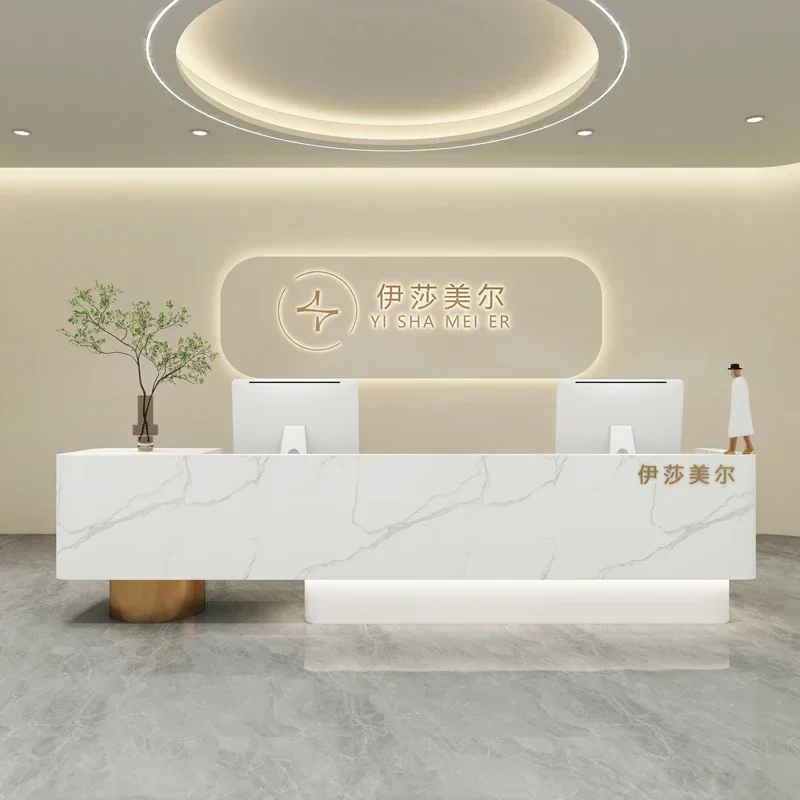 #Display Simple Professional Office European Aesthetic Center Decor Modern Beauty Reseption DeskLuxury Mostrador Trendy Furnitur