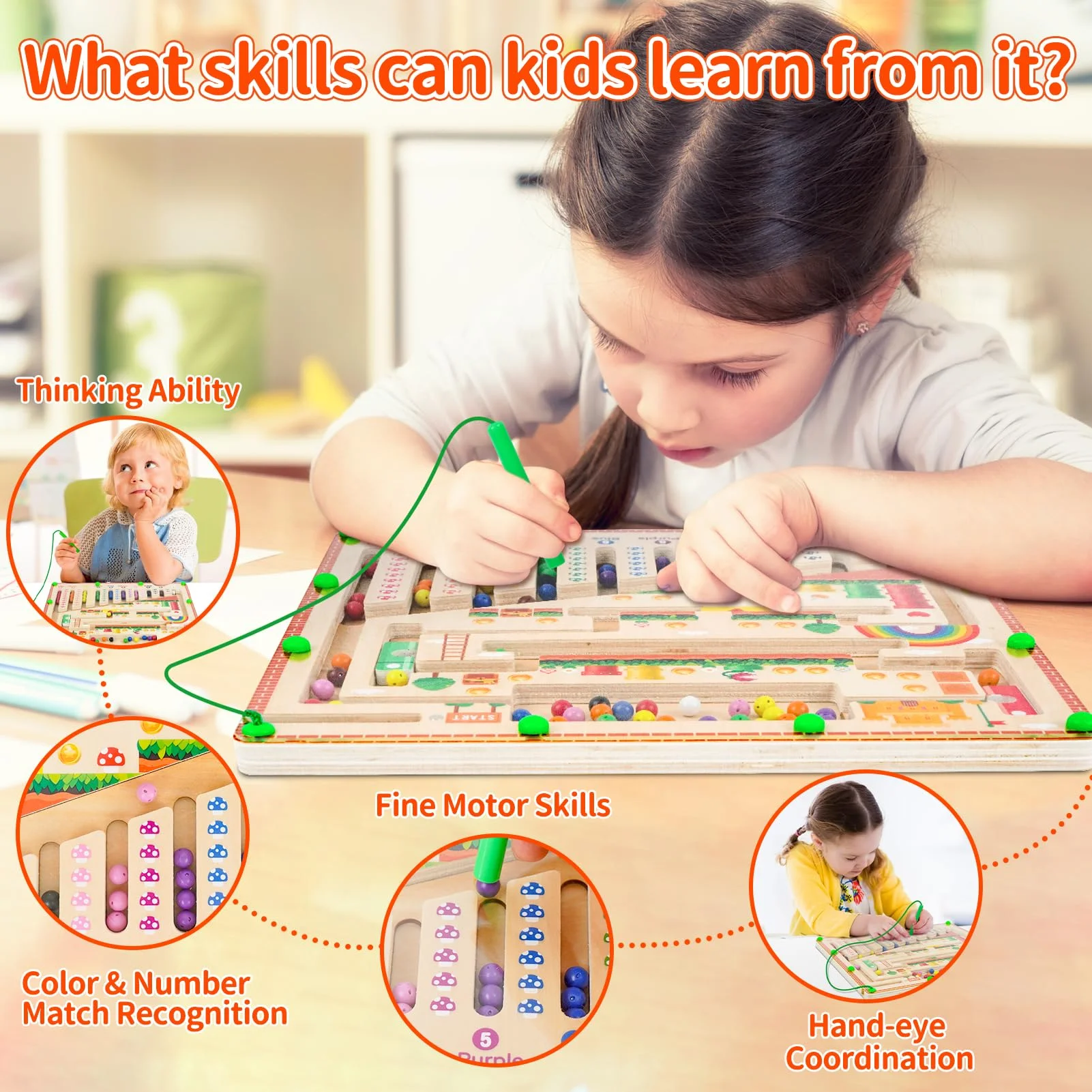 Giocattolo labirinto magnetico STEM: gioco di abbinamento e conteggio dei colori, allenamento per il pensiero logico, gioco da tavolo educativo per ragazzi e ragazze