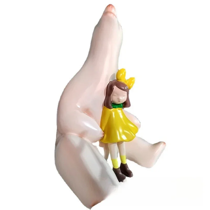Outdoor park cartoon bear fiberglass sculpture simulation little girl character sculpture ornament