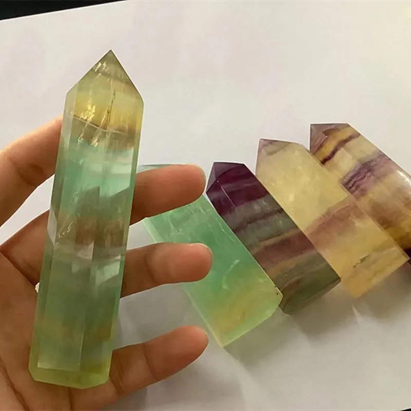 نقطة عصا الفلوريت من الكوارتز الطبيعي ، برج الكريستال عالي الجودة ، ديكور المنزل #2