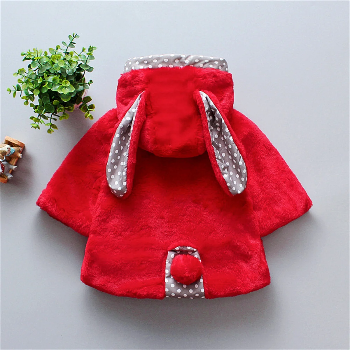 Autumn/Winter Coat Coat Furry Hat Shawl Rabbit Ears Cute And Sweet Delicate Buttons Thick Warm Coat Rabbit Ears