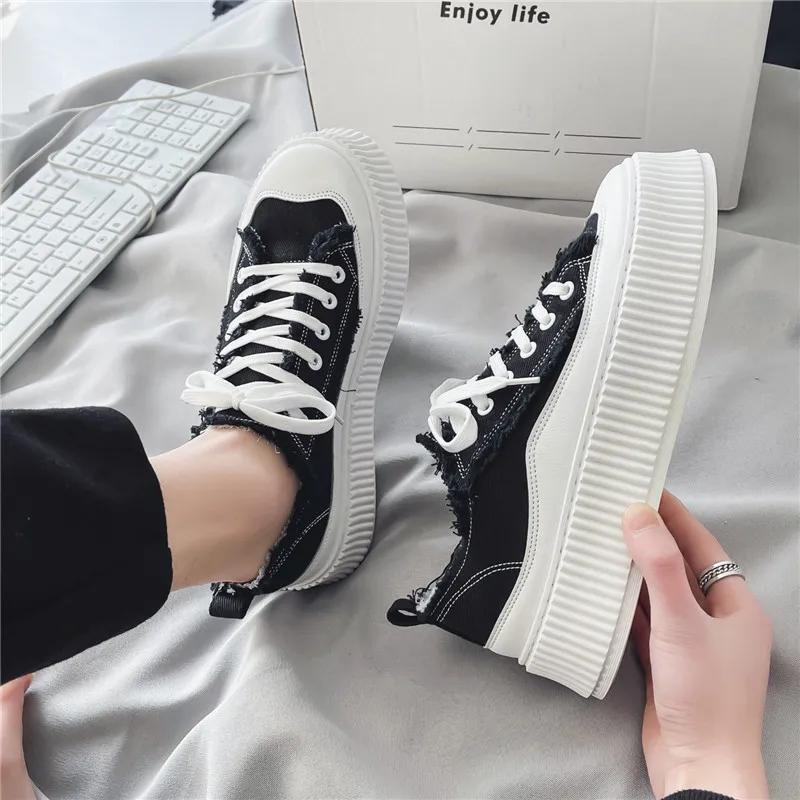 

2025New Comfortable Casual All-Season Hong Kong Style Trendy Canvas Shoes Fashion Thick-Soled Sneakers for Men